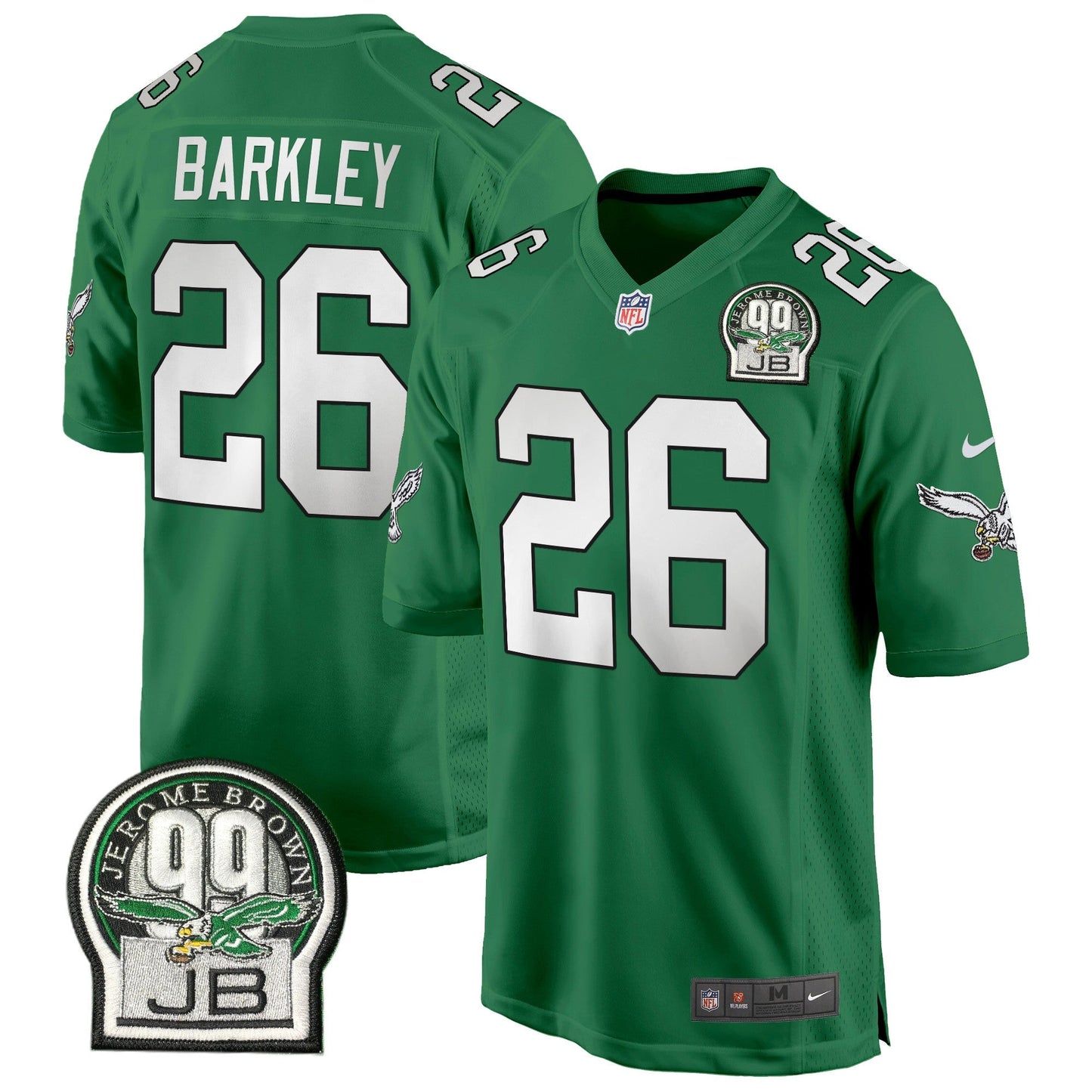 Eagles Jerome Brown Patch Kelly Green Alternate Game Jersey - All Stitched