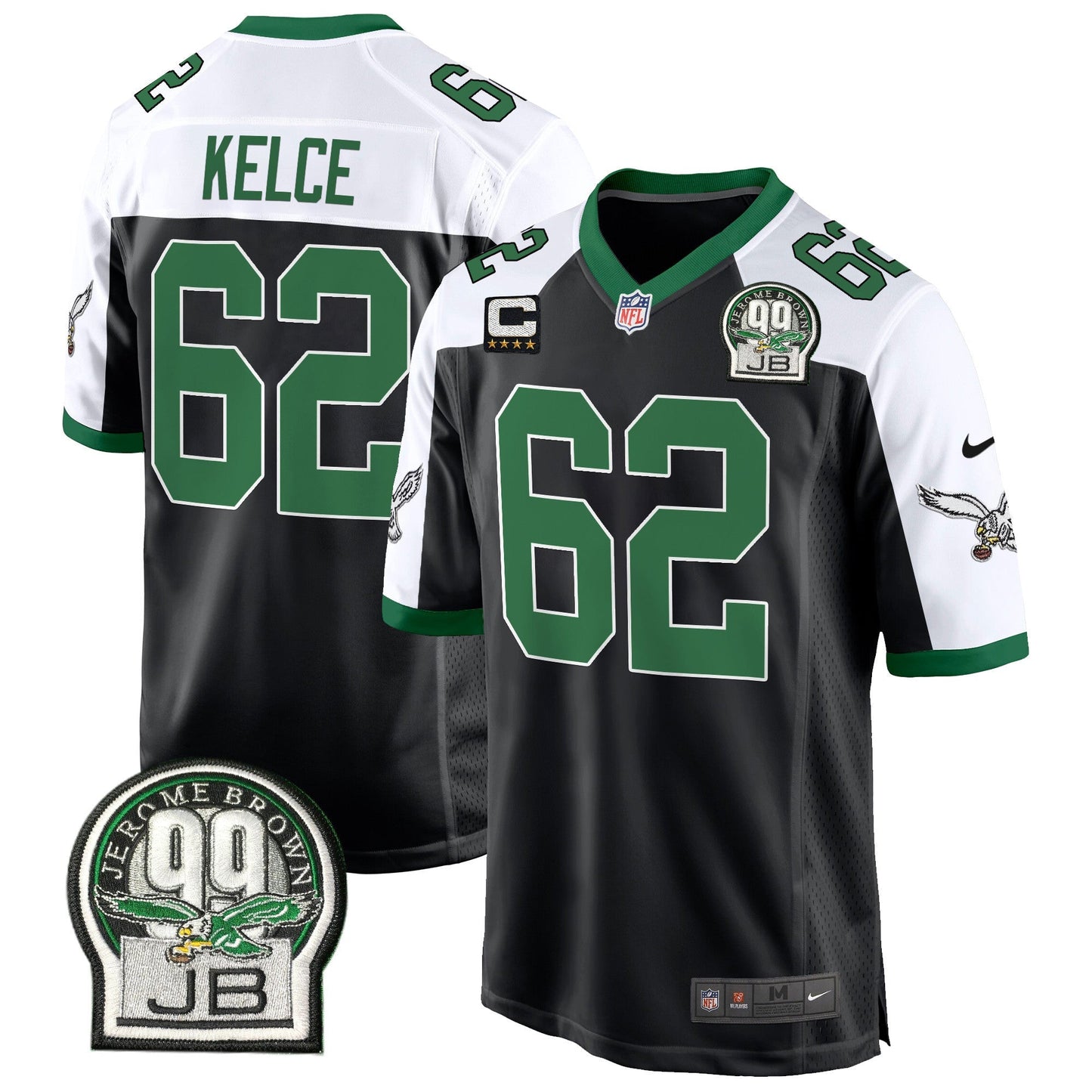 Eagles Jerome Brown Patch Kelly Green Alternate Game Jersey - All Stitched