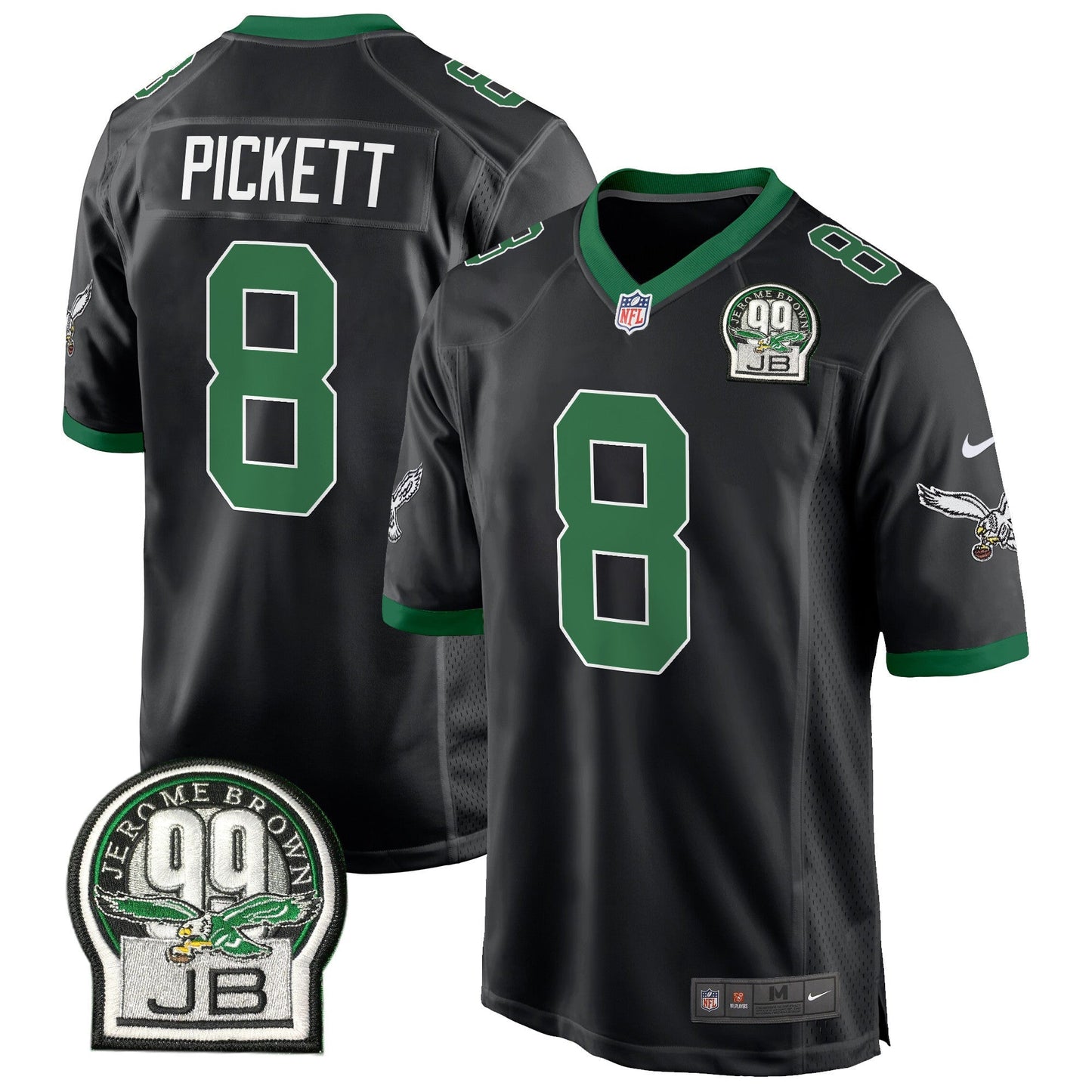 Eagles Jerome Brown Patch Kelly Green Alternate Game Jersey - All Stitched