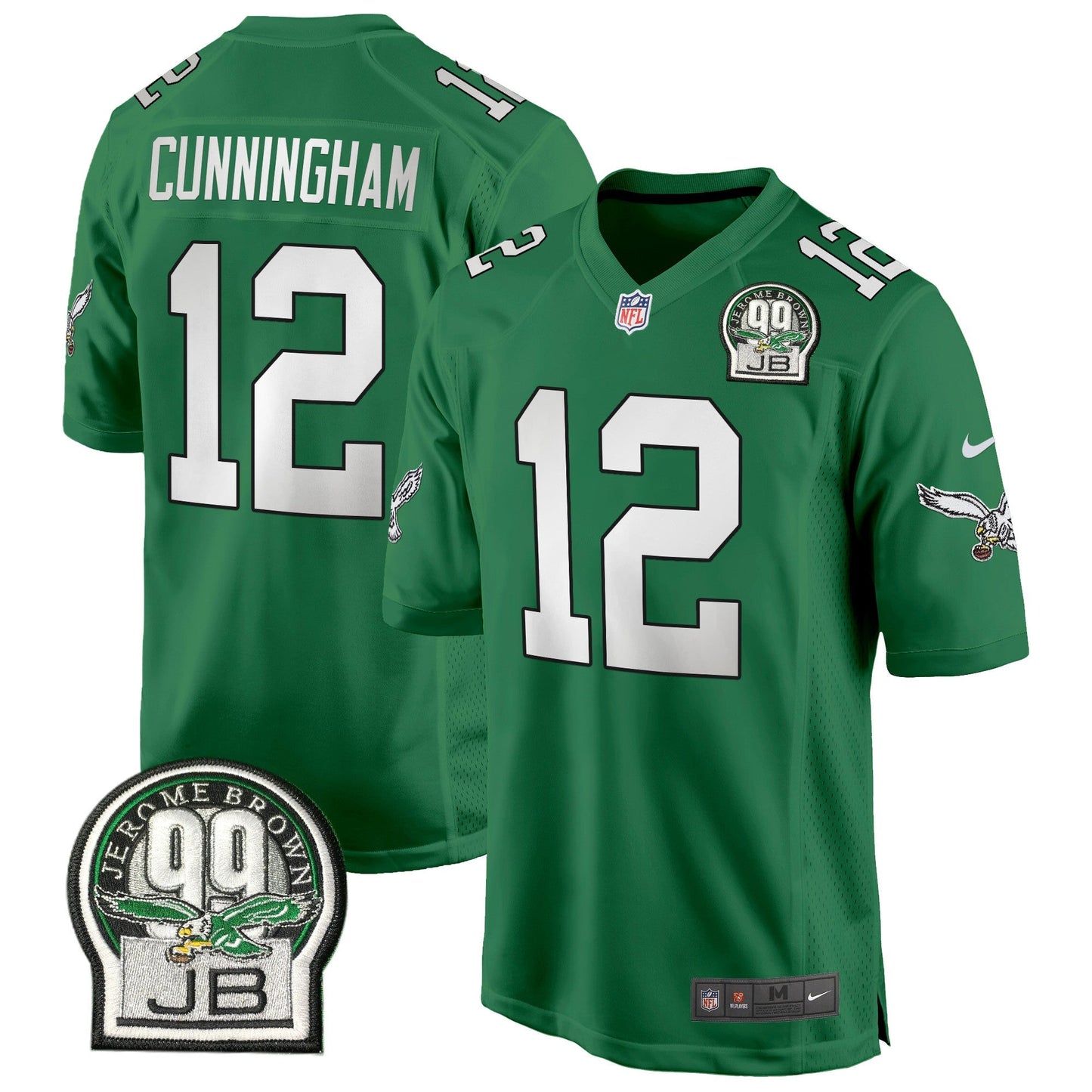 Eagles Jerome Brown Patch Kelly Green Alternate Game Jersey - All Stitched