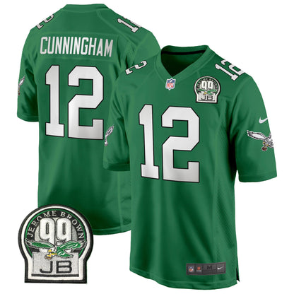 Eagles Jerome Brown Patch Kelly Green Alternate Game Jersey - All Stitched