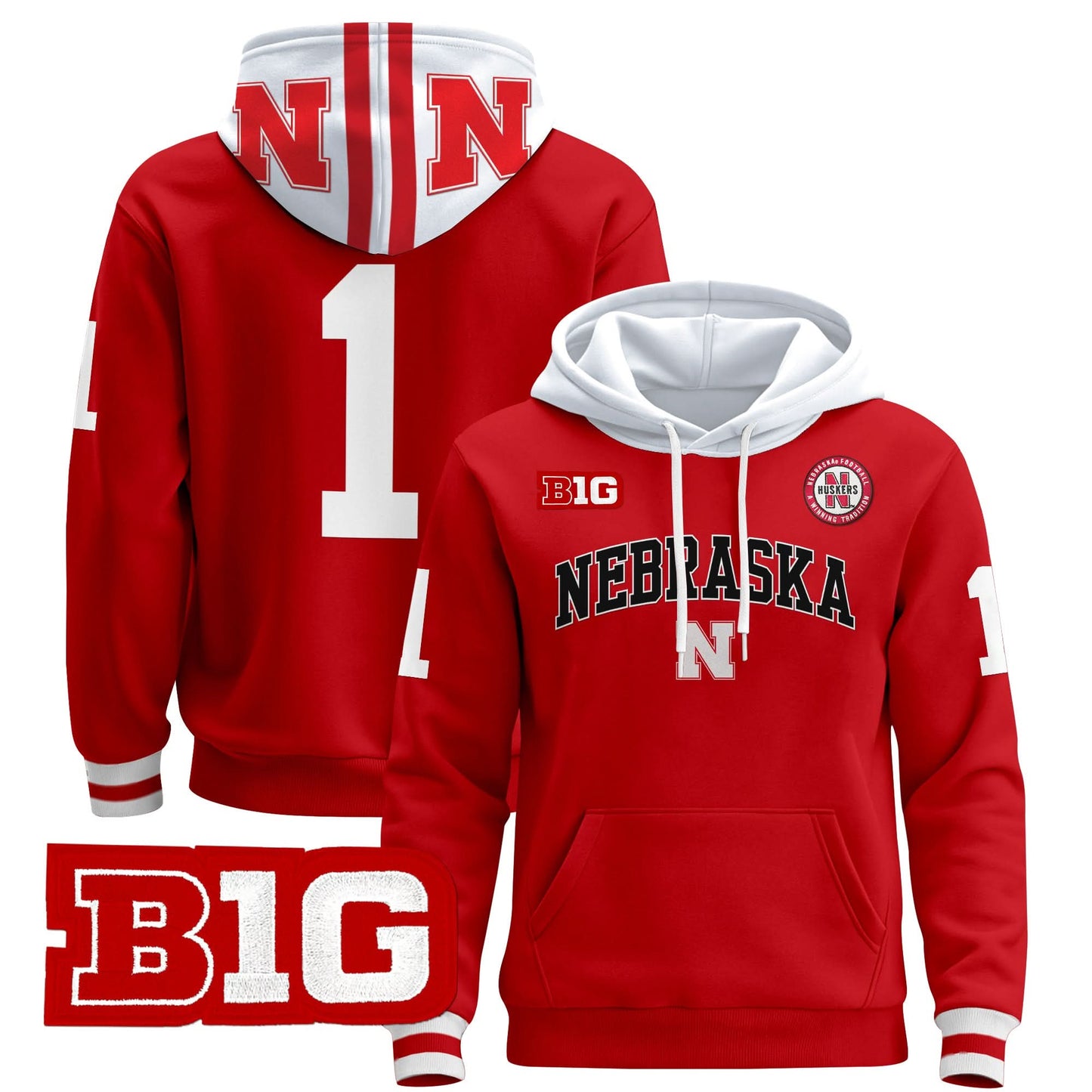 Nebraska Cornhuskers 2024 Pullover Hoodie V3 - Stitched