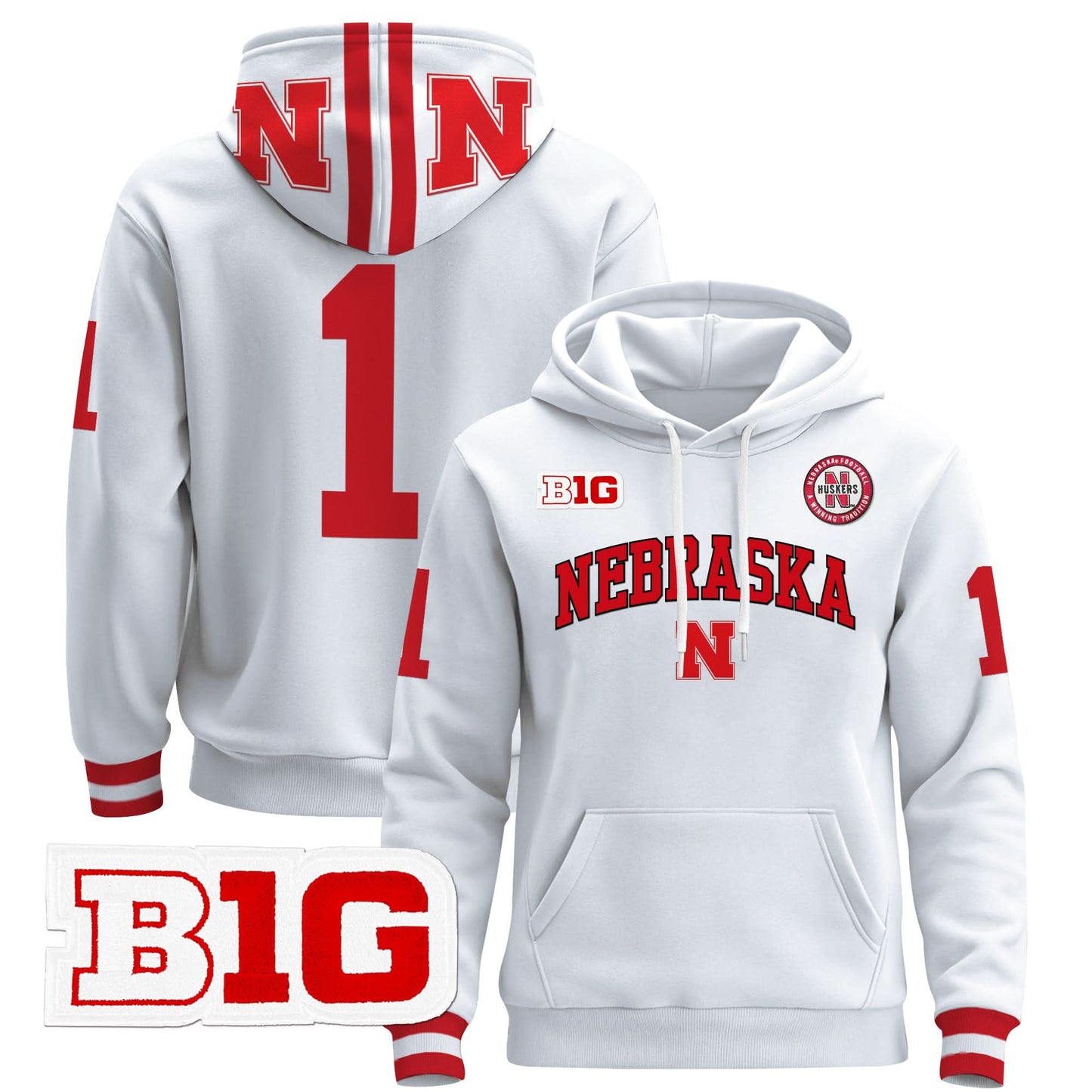 Nebraska Cornhuskers 2024 Pullover Hoodie V3 - Stitched
