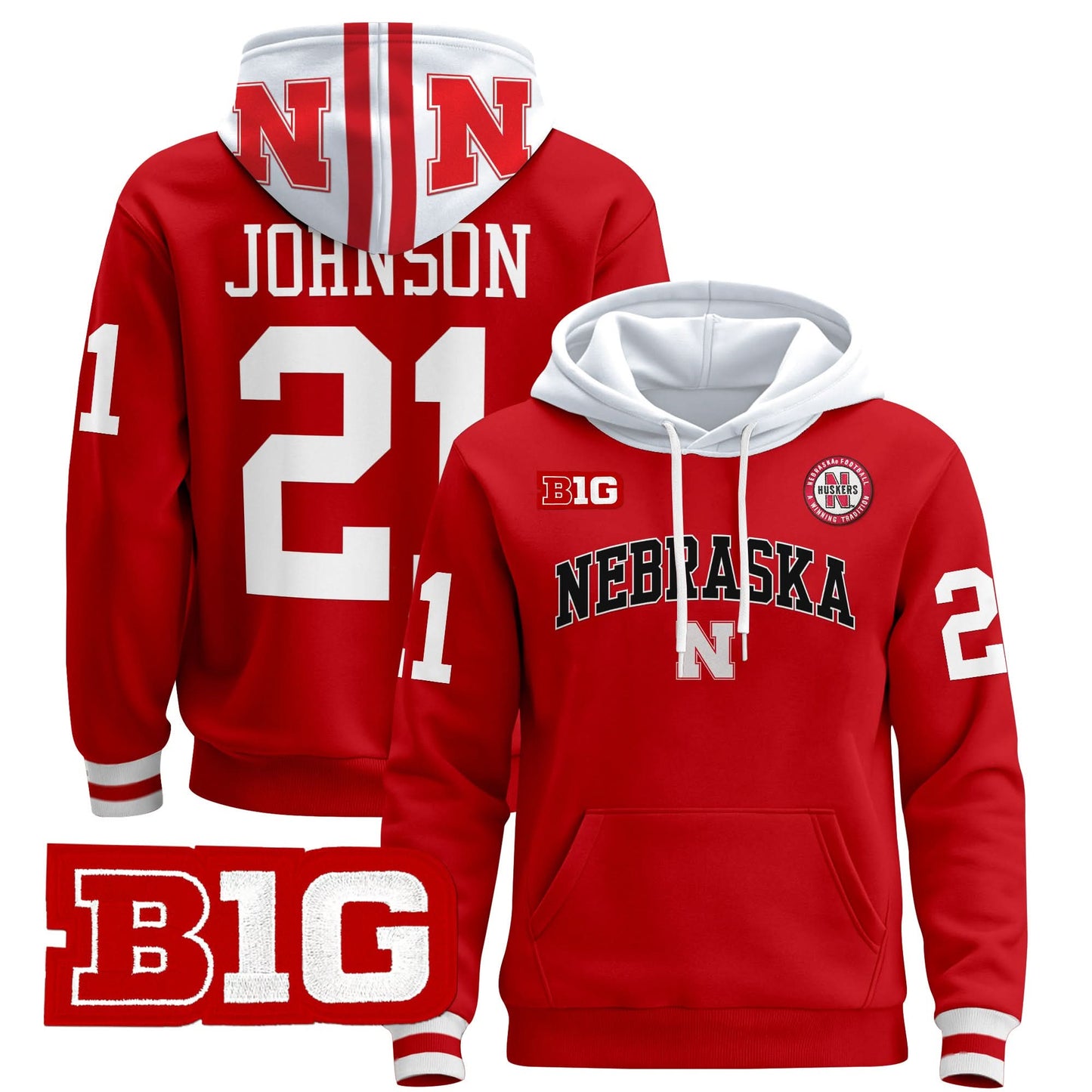 Nebraska Cornhuskers 2024 Pullover Hoodie V3 - Stitched