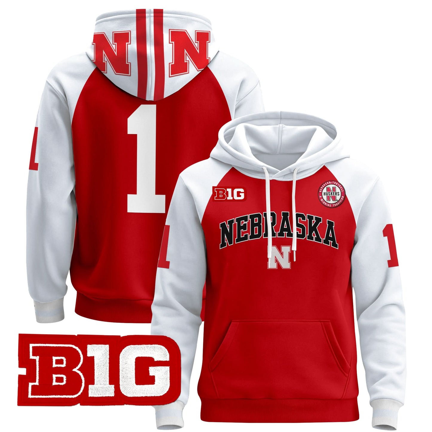 Nebraska Cornhuskers 2024 Pullover Hoodie V3 - Stitched