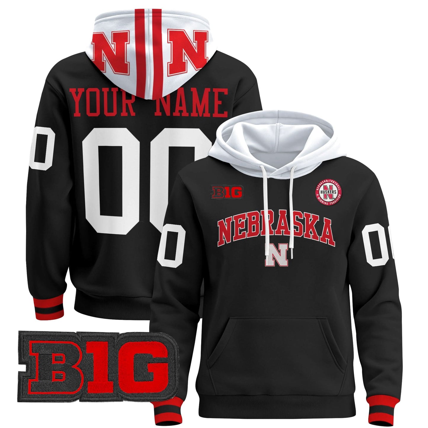 Nebraska Cornhuskers 2024 Custom Pullover Hoodie V3 - Stitched