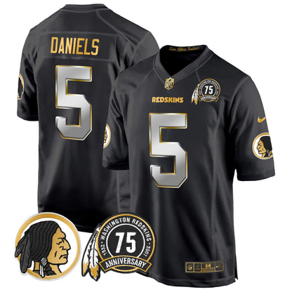 Men's Washington Redskins 75th Patch Throwback Gold Game Jersey - All Stitched