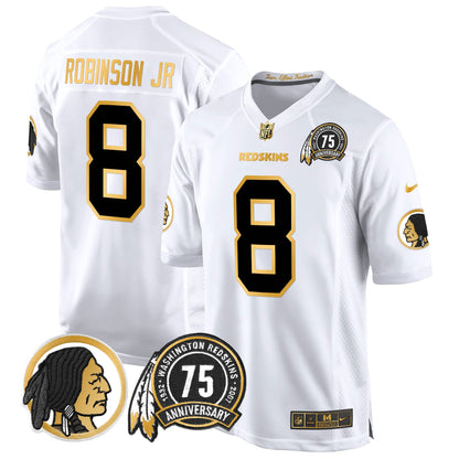 Men's Washington Redskins 75th Patch Throwback Gold Game Jersey - All Stitched