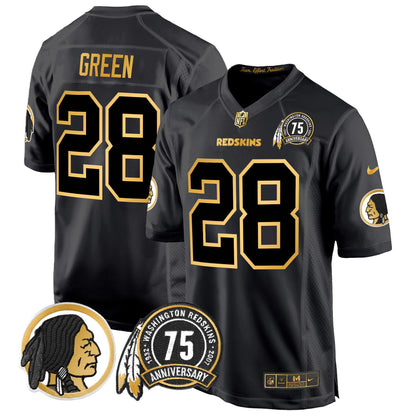 Men's Washington Redskins 75th Patch Throwback Gold Game Jersey - All Stitched