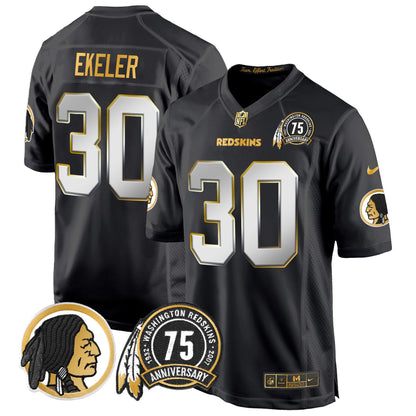 Men's Washington Redskins 75th Patch Throwback Gold Game Jersey - All Stitched