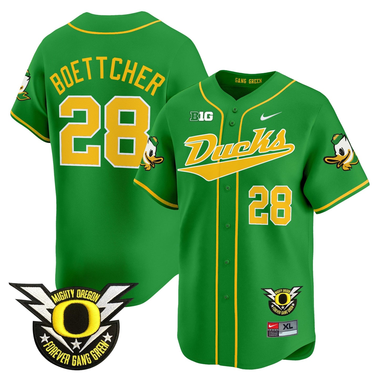 ORE 2024 Forever Gang Green & BIG Patch Vapor Baseball Jersey - All Stitched