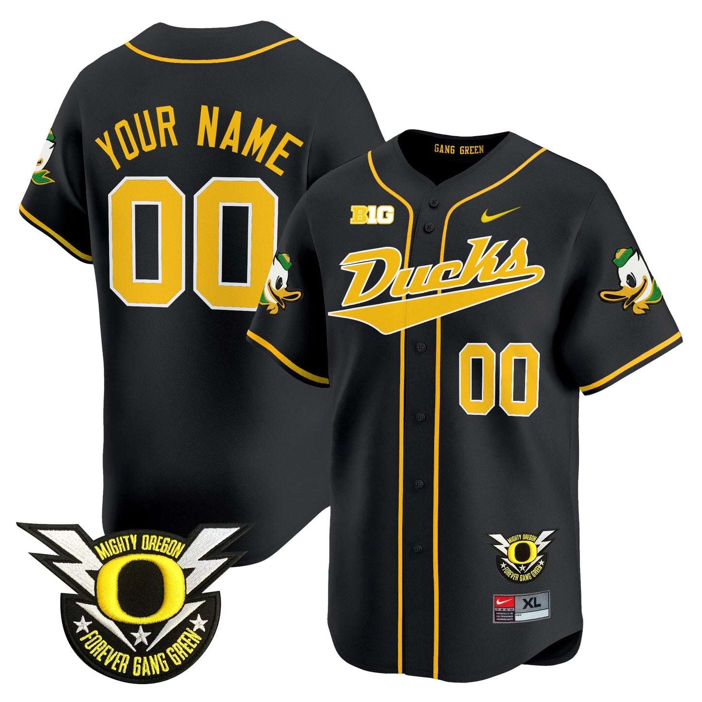 ORE 2024 Forever Gang Green & BIG Patch Vapor Baseball Custom Jersey - All Stitched