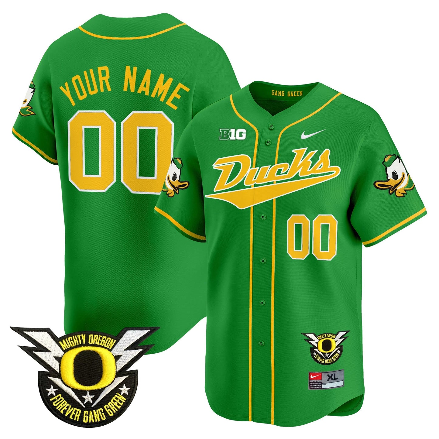 ORE 2024 Forever Gang Green & BIG Patch Vapor Baseball Custom Jersey - All Stitched