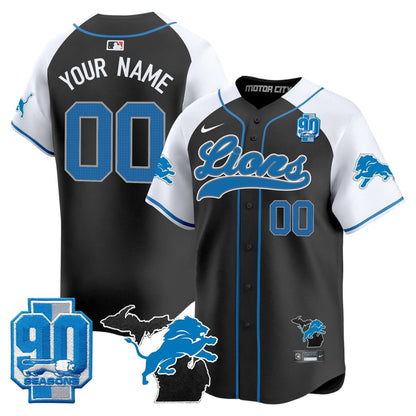 Detroit Lions 2024 Michigan & 90th Season Patch Baseball Custom Jersey - All Stitched