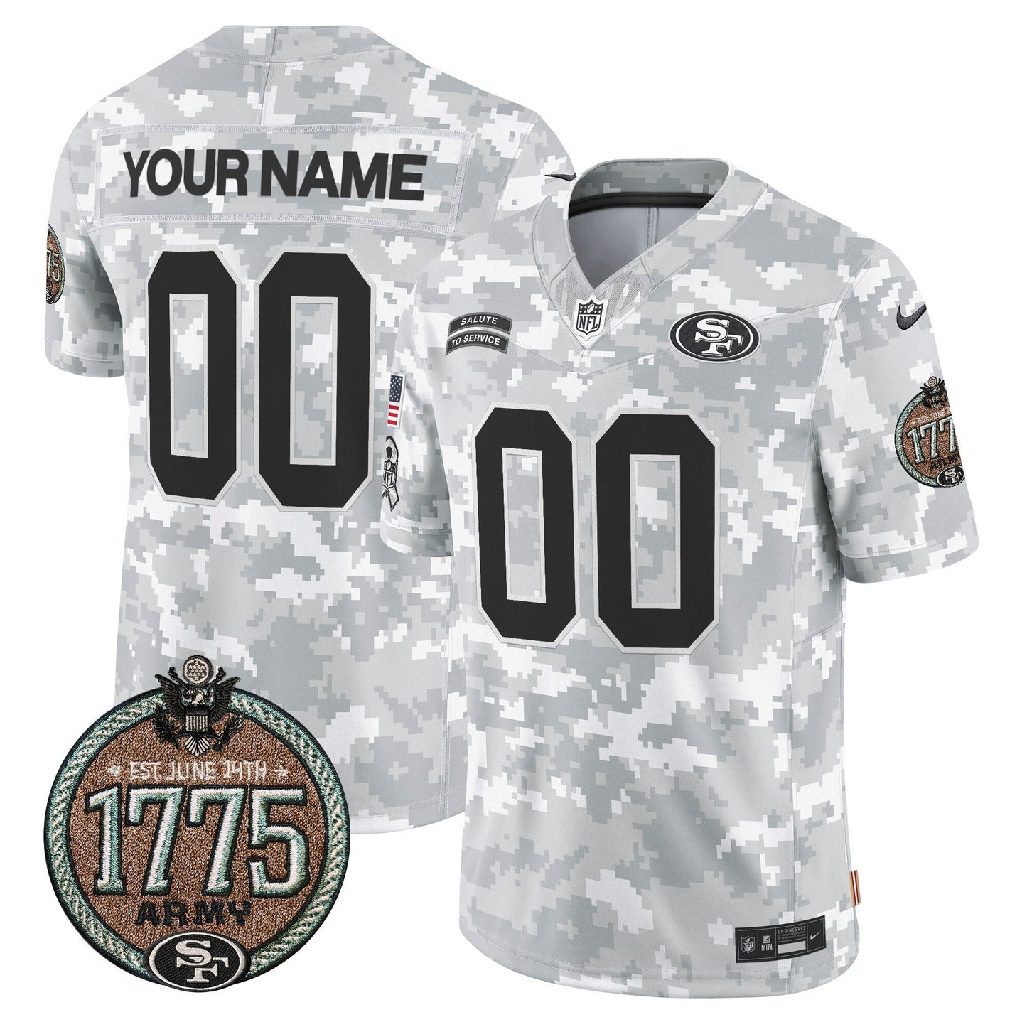 49ers 2024 Salute to Service Establishment Year Patch Vapor Limited Custom Jersey - All Stitched