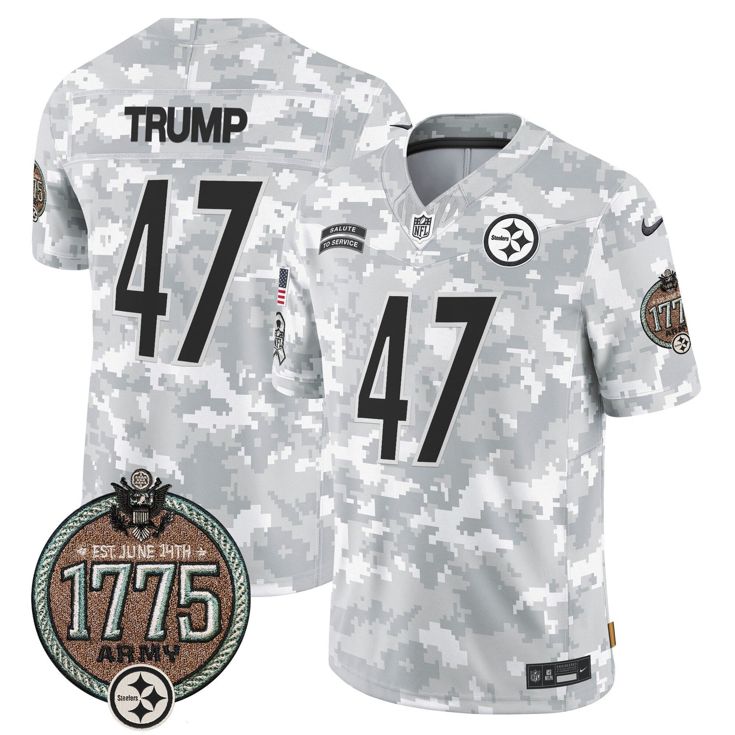 Steelers 2024 Salute to Service Establishment Year Patch Vapor Limited Jersey - All Stitched