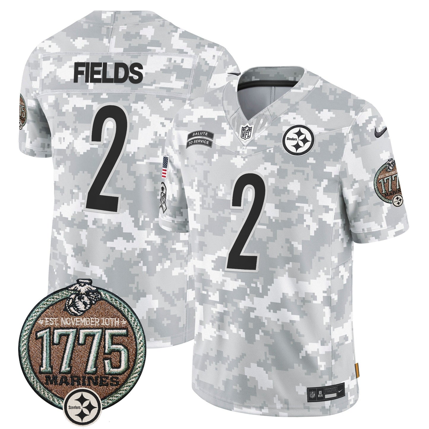 Steelers 2024 Salute to Service Establishment Year Patch Vapor Limited Jersey - All Stitched