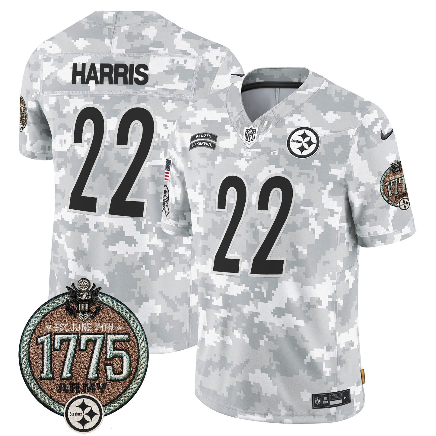 Steelers 2024 Salute to Service Establishment Year Patch Vapor Limited Jersey - All Stitched