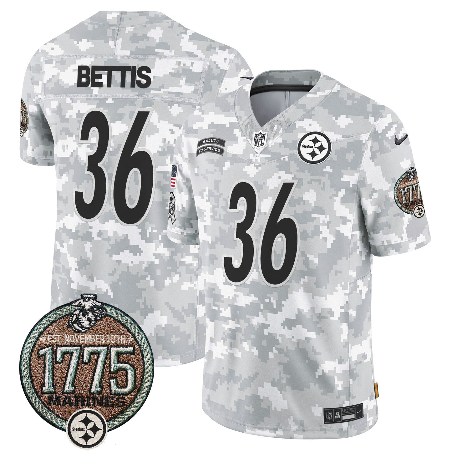 Steelers 2024 Salute to Service Establishment Year Patch Vapor Limited Jersey - All Stitched