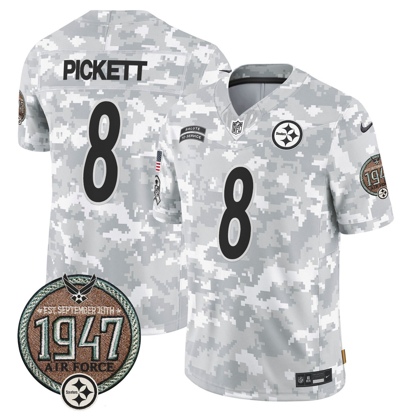 Steelers 2024 Salute to Service Establishment Year Patch Vapor Limited Jersey - All Stitched