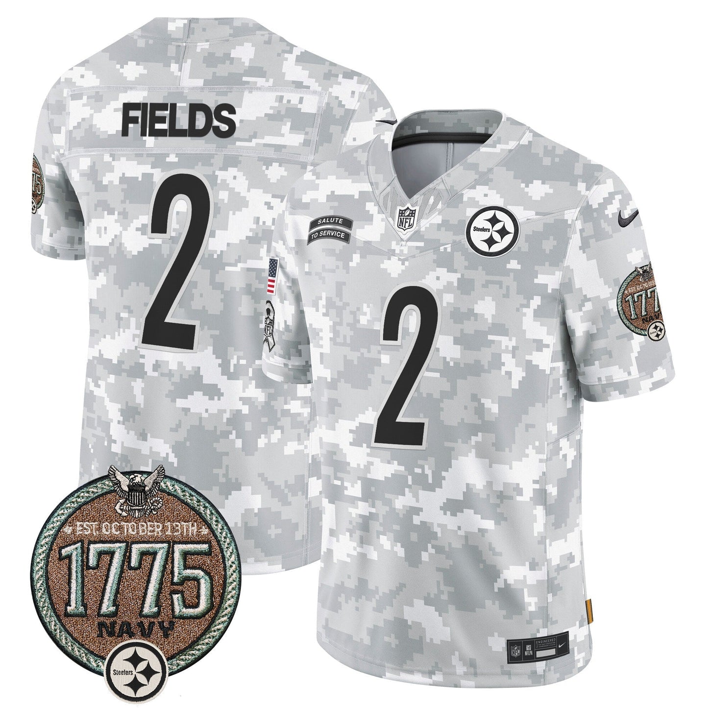Steelers 2024 Salute to Service Establishment Year Patch Vapor Limited Jersey - All Stitched