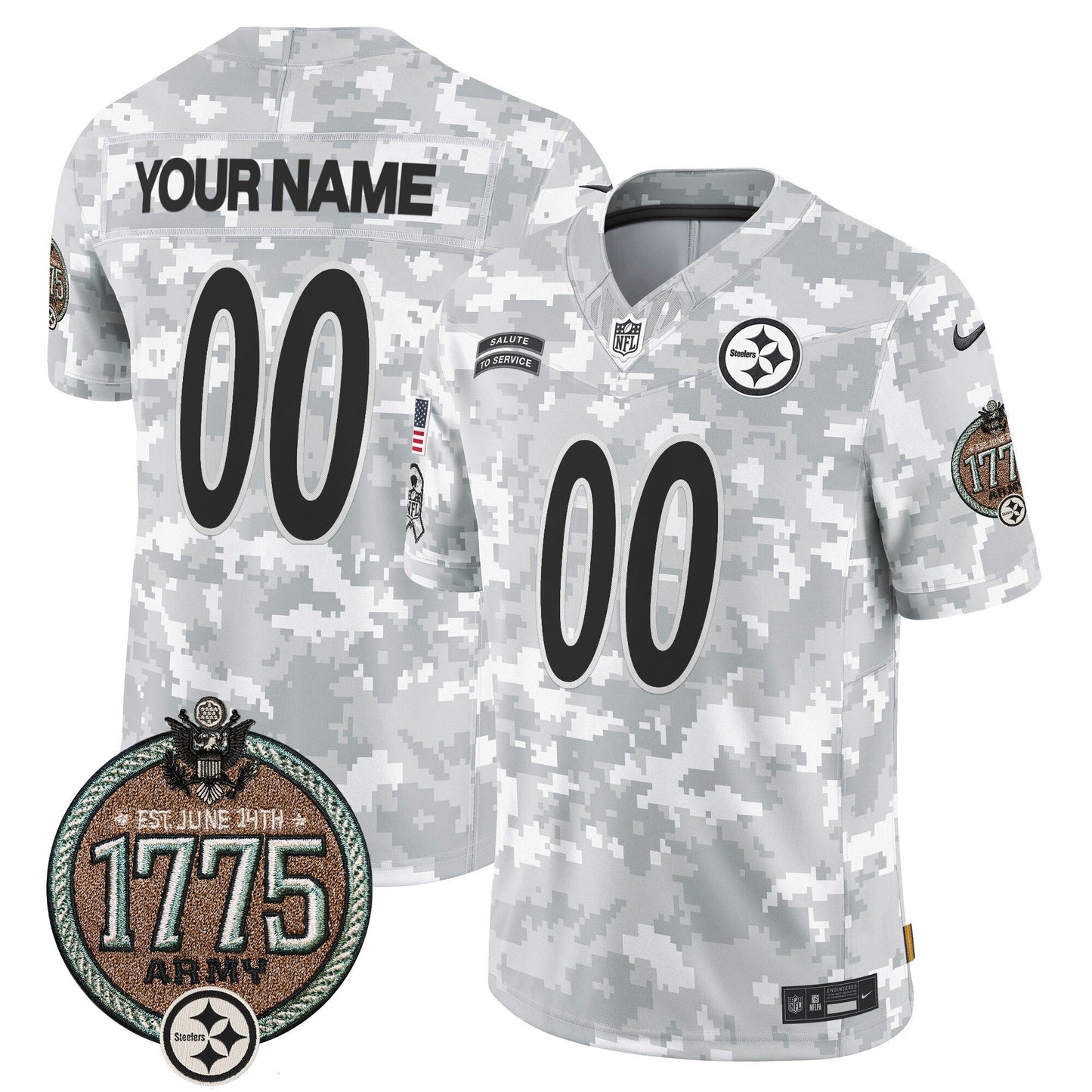 Steelers 2024 Salute to Service Establishment Year Patch Vapor Limited Custom Jersey - All Stitched