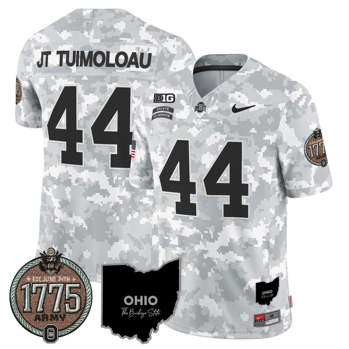 Buckeyes 2024 Salute to Service Establishment Year Patch Vapor Limited Jersey - All Stitched