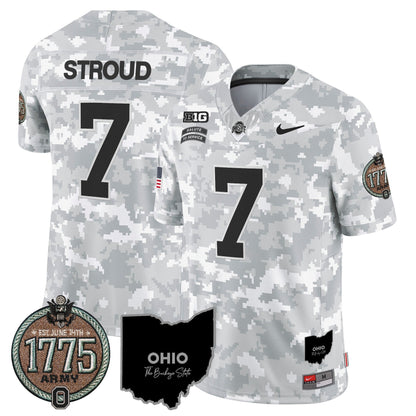 Buckeyes 2024 Salute to Service Establishment Year Patch Vapor Limited Jersey - All Stitched