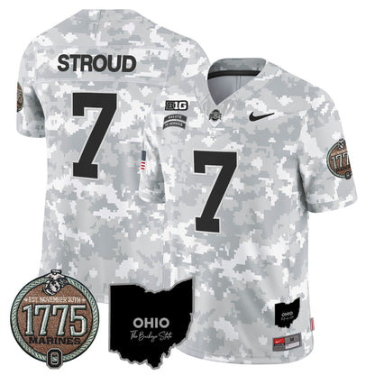 Buckeyes 2024 Salute to Service Establishment Year Patch Vapor Limited Jersey - All Stitched