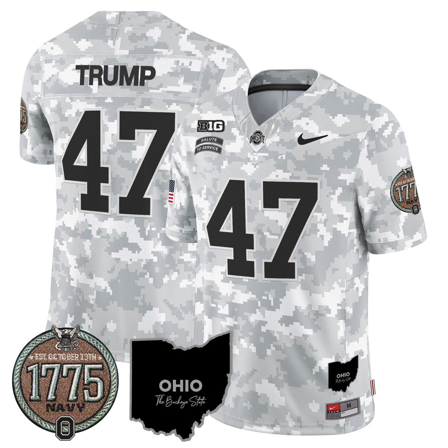 Buckeyes 2024 Salute to Service Establishment Year Patch Vapor Limited Jersey - All Stitched