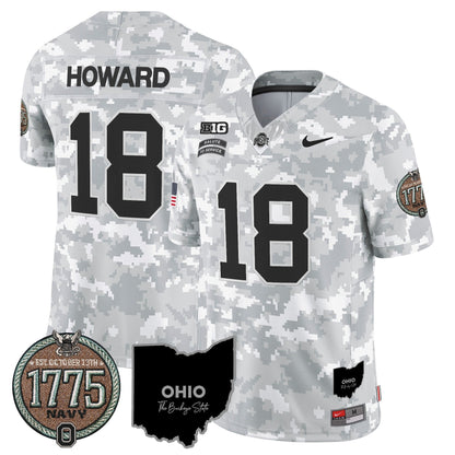 Buckeyes 2024 Salute to Service Establishment Year Patch Vapor Limited Jersey - All Stitched