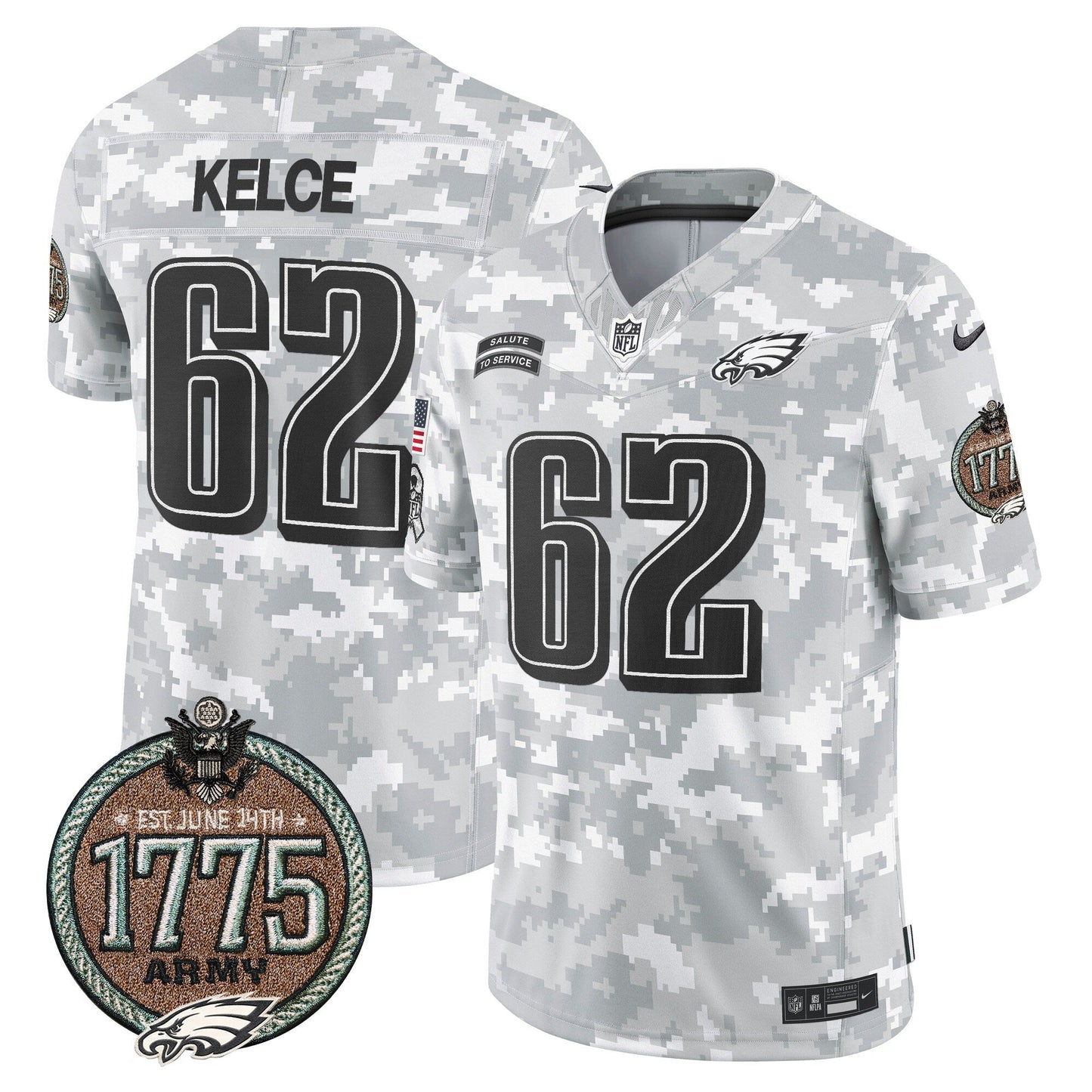 Eagles 2024 Salute to Service Establishment Year Patch Vapor Limited Jersey - All Stitched