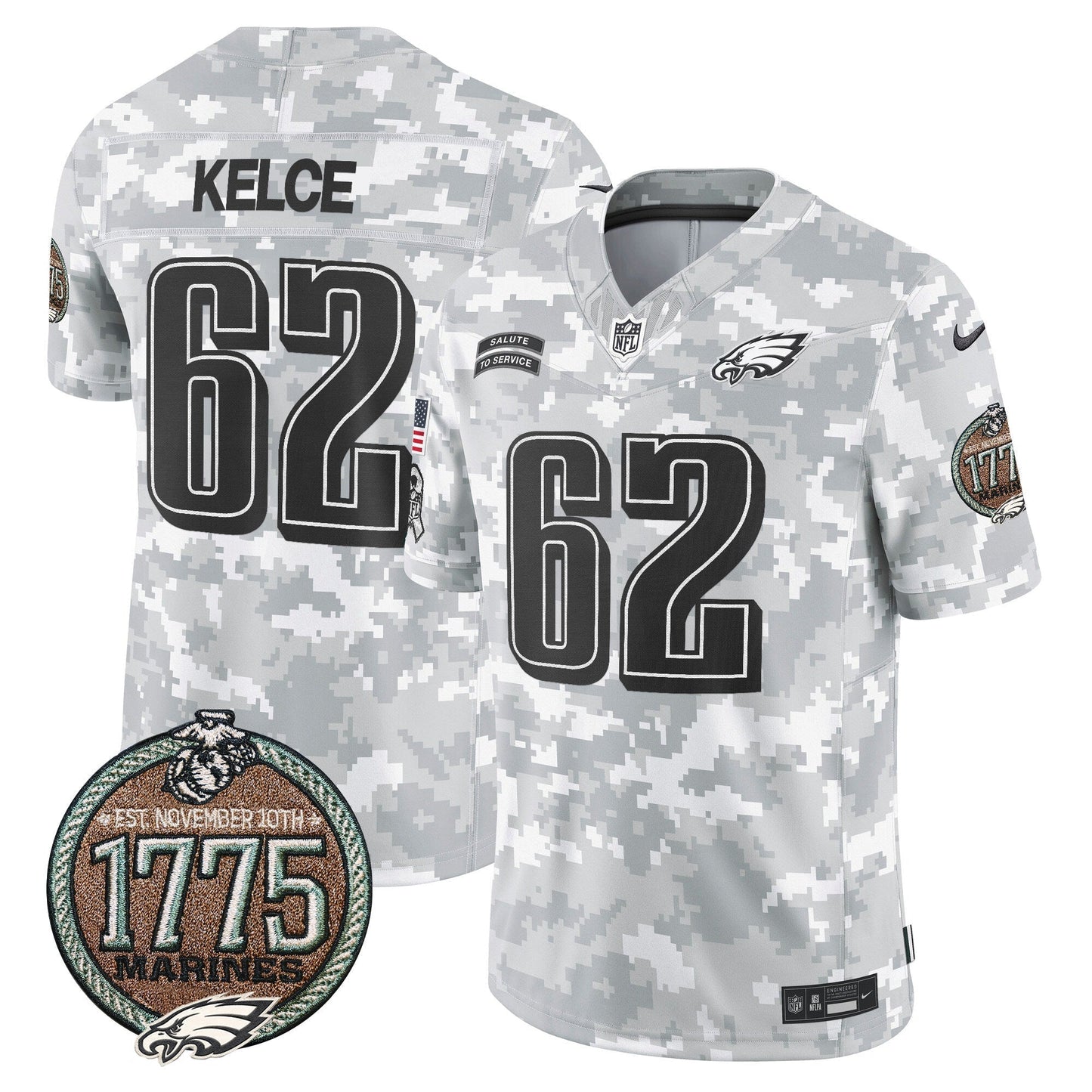 Eagles 2024 Salute to Service Establishment Year Patch Vapor Limited Jersey - All Stitched