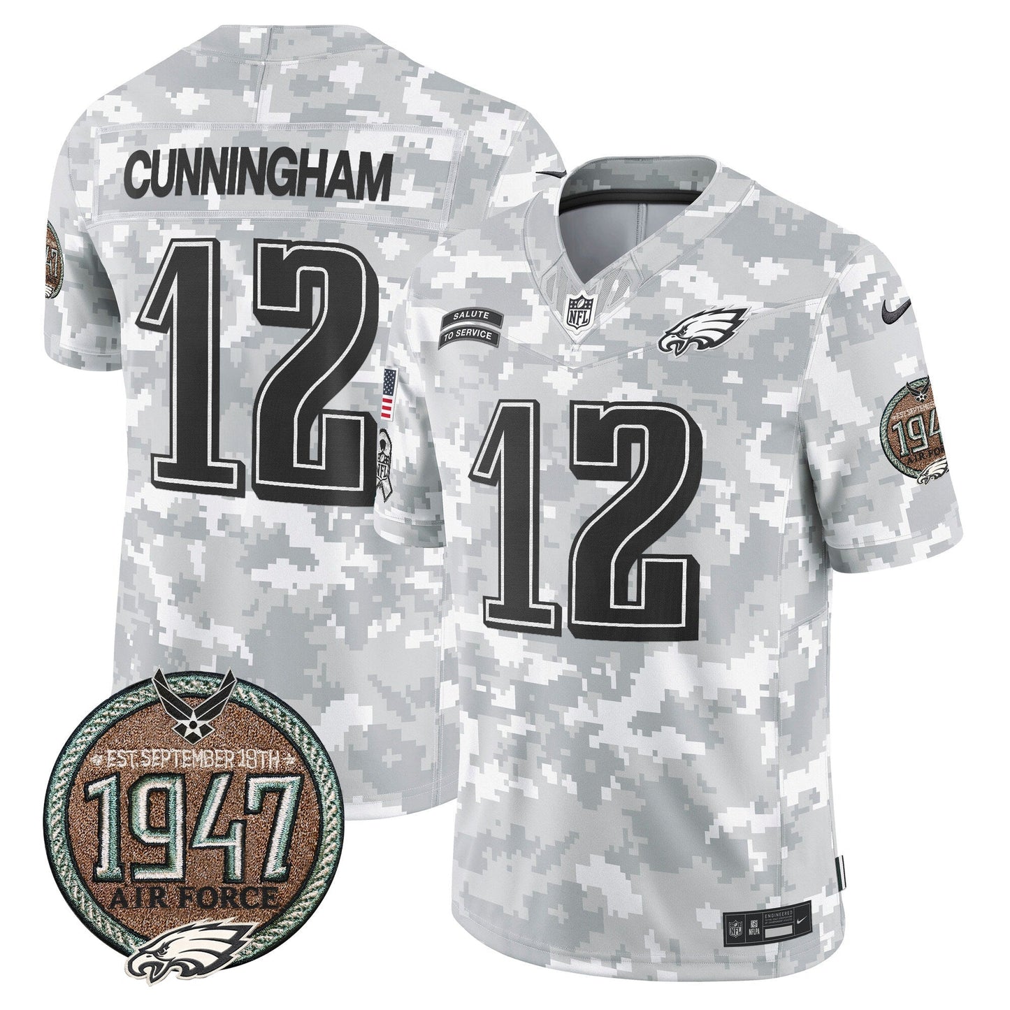 Eagles 2024 Salute to Service Establishment Year Patch Vapor Limited Jersey - All Stitched