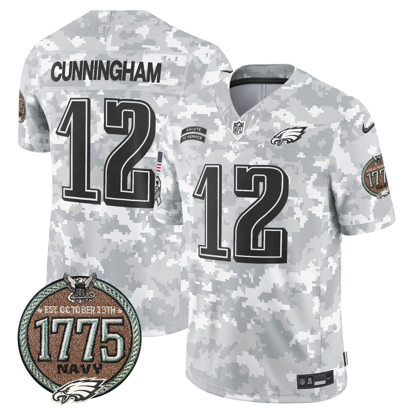 Eagles 2024 Salute to Service Establishment Year Patch Vapor Limited Jersey - All Stitched