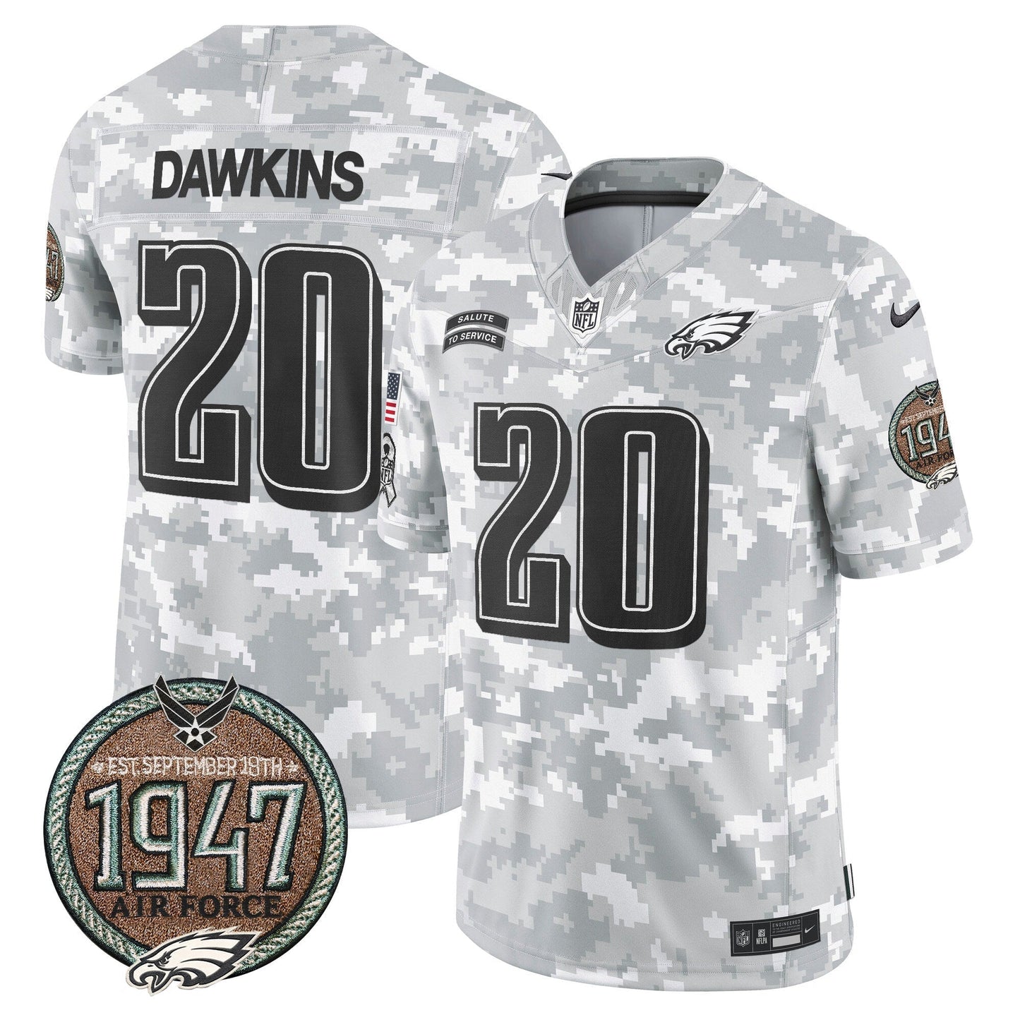 Eagles 2024 Salute to Service Establishment Year Patch Vapor Limited Jersey - All Stitched