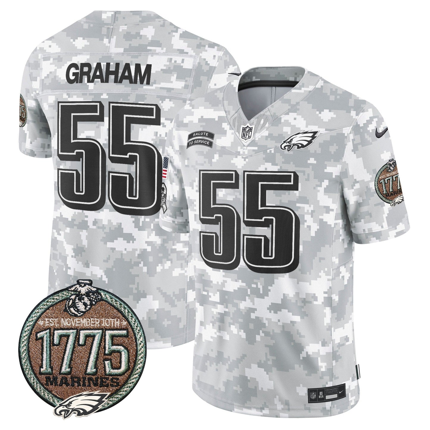 Eagles 2024 Salute to Service Establishment Year Patch Vapor Limited Jersey - All Stitched