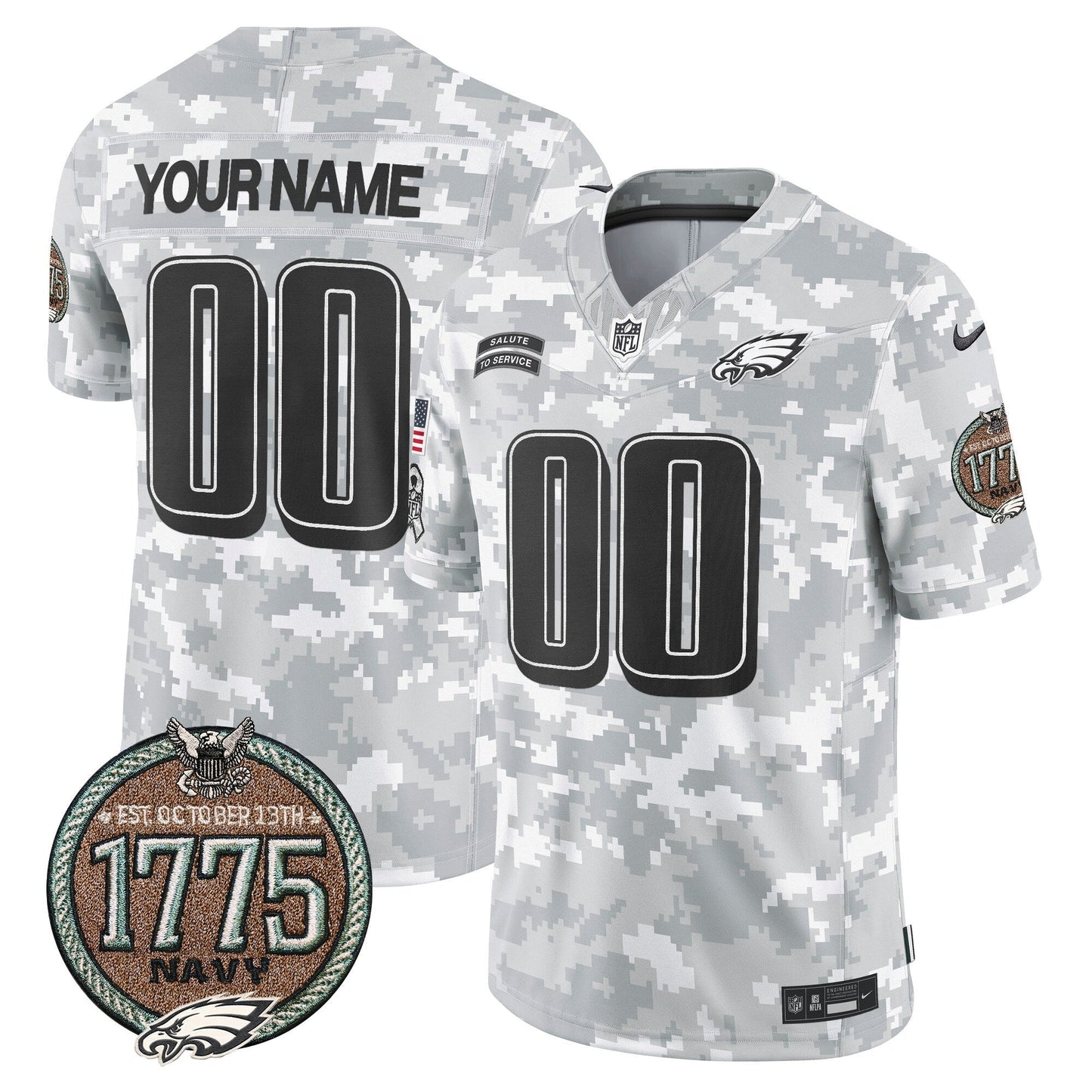 Eagles 2024 Salute to Service Establishment Year Patch Vapor Limited Custom Jersey - All Stitched