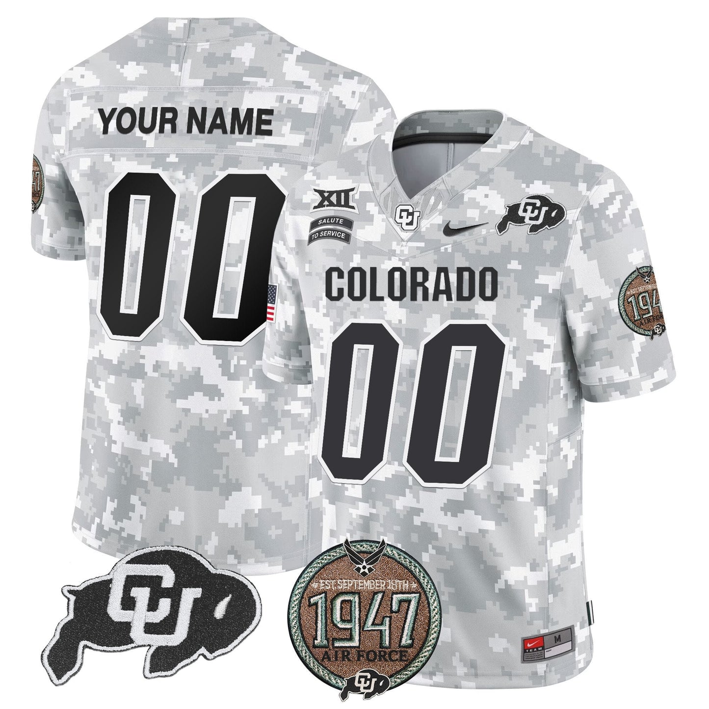 Buffaloes 2024 Salute to Service Establishment Year Patch Vapor Limited Custom Jersey - All Stitched