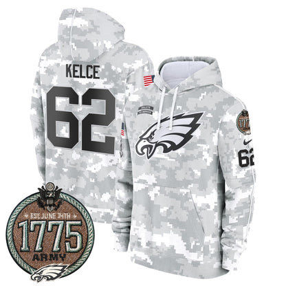 Eagles 2024 Salute to Service Establishment Year Patch Fleece Pullover Hoodie