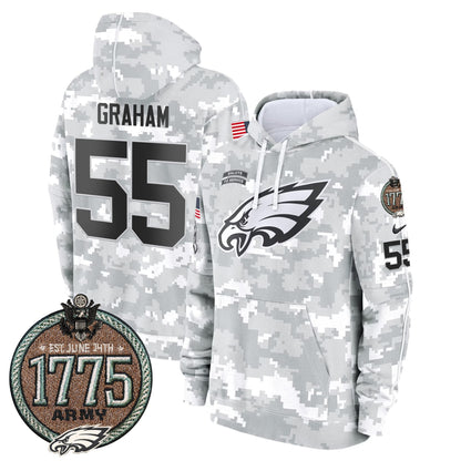 Eagles 2024 Salute to Service Establishment Year Patch Fleece Pullover Hoodie