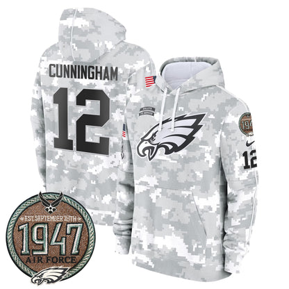 Eagles 2024 Salute to Service Establishment Year Patch Fleece Pullover Hoodie