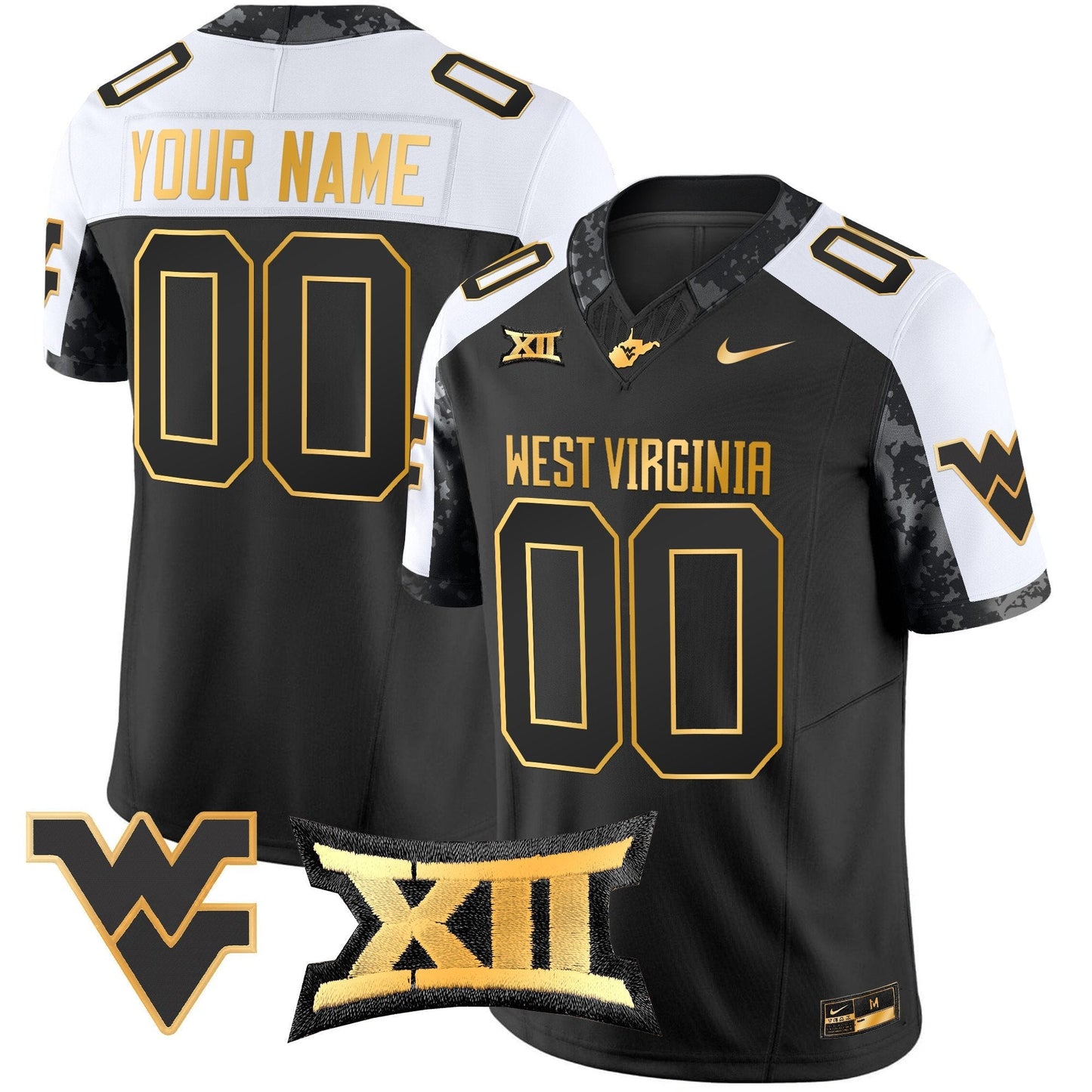 WVU 2024 Gold Vapor Limited Custom Jersey - All Stitched
