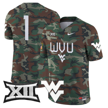 WVU 2024 Military Vapor Limited Jersey - All Stitched
