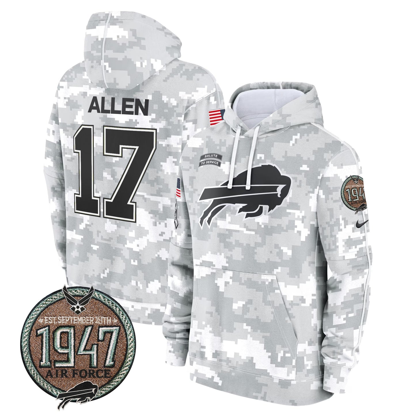 BUF 2024 Salute to Service Establishment Year Patch Fleece Pullover Hoodie