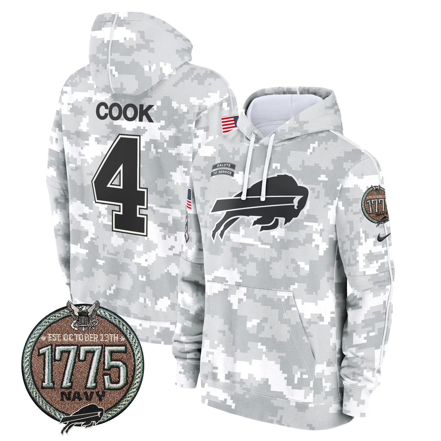 BUF 2024 Salute to Service Establishment Year Patch Fleece Pullover Hoodie