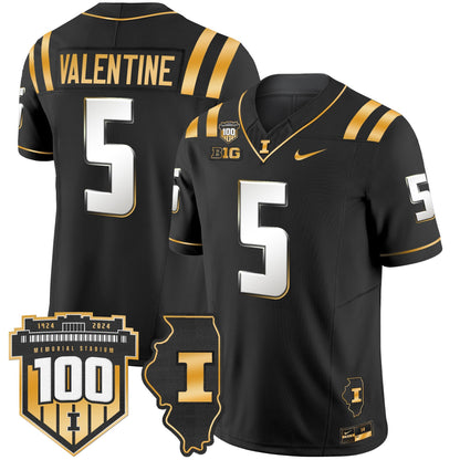 ILL 100th Memorial Stadium Patch Gold Vapor Limited Jersey - All Stitched