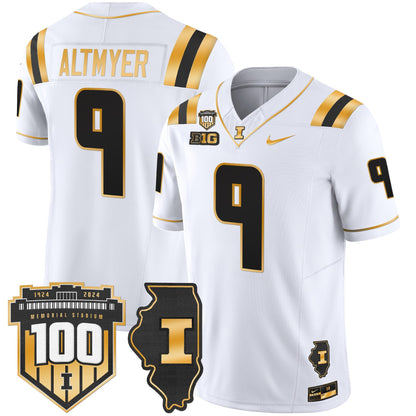 ILL 100th Memorial Stadium Patch Gold Vapor Limited Jersey - All Stitched