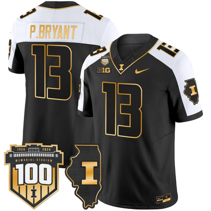 ILL 100th Memorial Stadium Patch Gold Vapor Limited Jersey - All Stitched