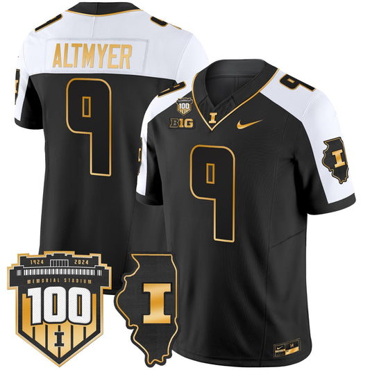 ILL 100th Memorial Stadium Patch Gold Vapor Limited Jersey - Stitched